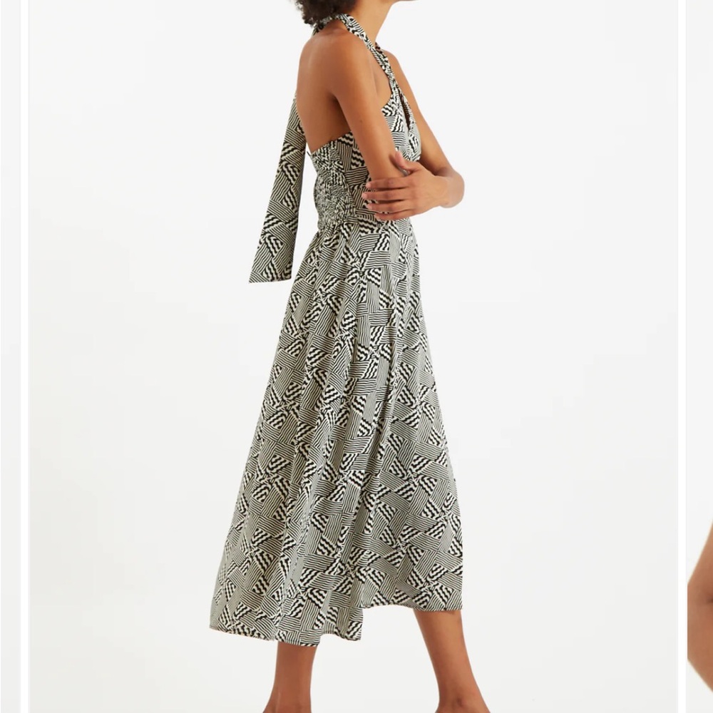 Louche Geri 60’s Patchwork Tie Neck Halter Midi Dress - Picture 3 of 5